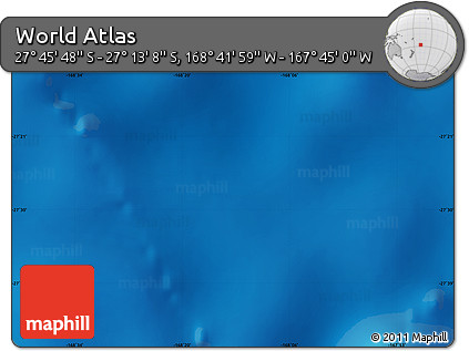 Physical Map of the Area around 27° 29' 28" S, 168° 13' 29" W