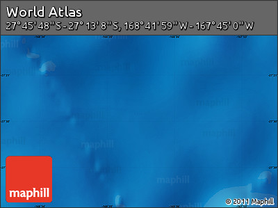 Physical Map of the Area around 27° 29' 28" S, 168° 13' 29" W