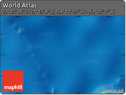 Physical Map of the Area around 27° 29' 28" S, 168° 13' 29" W