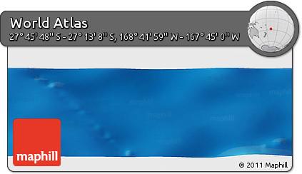 Shaded Relief Panoramic Map of the Area around 27° 29' 28" S, 168° 13' 29" W