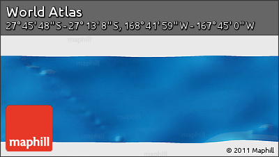 Shaded Relief Panoramic Map of the Area around 27° 29' 28" S, 168° 13' 29" W