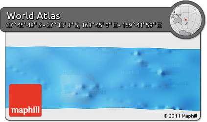 Physical Panoramic Map of the Area around 27° 29' 28" S, 169° 13' 29" E