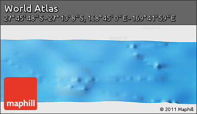 Physical Panoramic Map of the Area around 27° 29' 28" S, 169° 13' 29" E