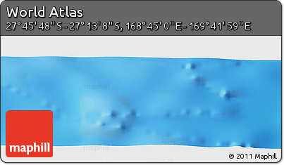 Physical Panoramic Map of the Area around 27° 29' 28" S, 169° 13' 29" E