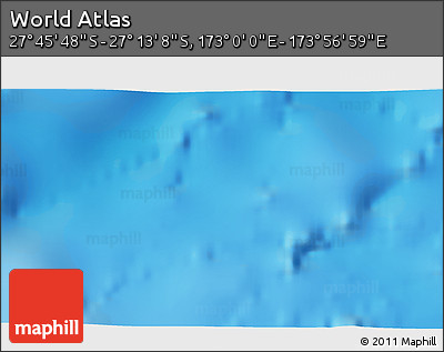 Physical 3D Map of the Area around 27° 29' 28" S, 173° 28' 29" E