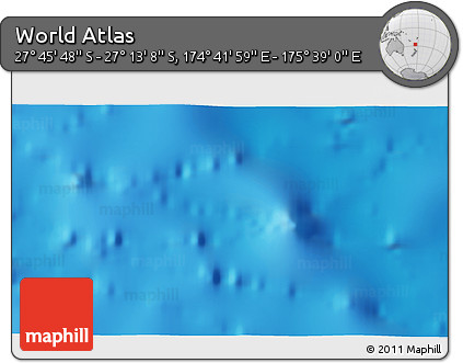 Physical 3D Map of the Area around 27° 29' 28" S, 175° 10' 30" E