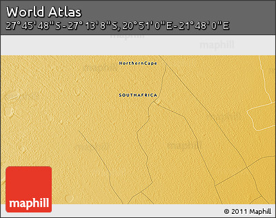 Physical 3D Map of the Area around 27° 29' 28" S, 21° 19' 30" E