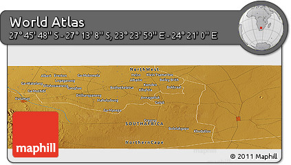 Physical Panoramic Map of the Area around 27° 29' 28" S, 23° 52' 30" E