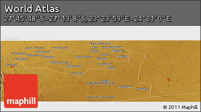 Physical Panoramic Map of the Area around 27° 29' 28" S, 23° 52' 30" E