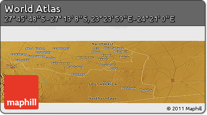 Physical Panoramic Map of the Area around 27° 29' 28" S, 23° 52' 30" E
