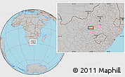 Gray Location Map of the area around 27° 29' 28" S, 26° 25' 29" E