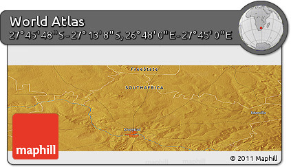 Physical Panoramic Map of the Area around 27° 29' 28" S, 27° 16' 29" E