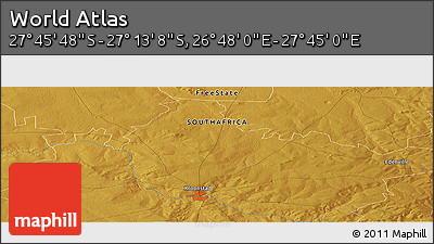 Physical Panoramic Map of the Area around 27° 29' 28" S, 27° 16' 29" E