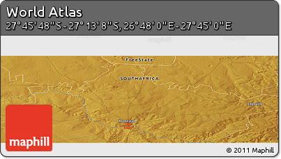 Physical Panoramic Map of the Area around 27° 29' 28" S, 27° 16' 29" E