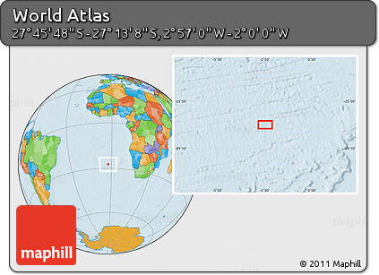 Political Location Map of the Area around 27° 29' 28" S, 2° 28' 30" W