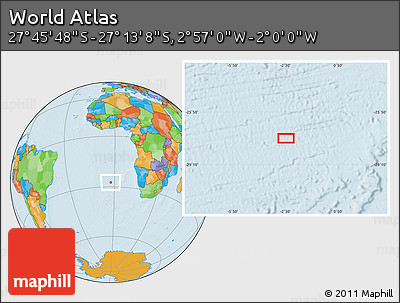 Political Location Map of the Area around 27° 29' 28" S, 2° 28' 30" W