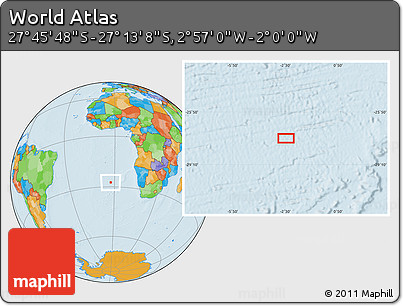 Political Location Map of the Area around 27° 29' 28" S, 2° 28' 30" W