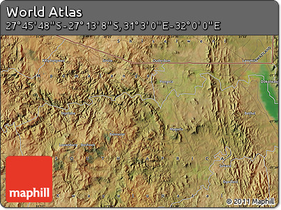 Satellite Map of the Area around 27°&nbsp;29'&nbsp;28"&nbsp;S,&nbsp;31°&nbsp;31'&nbsp;29"&nbsp;E