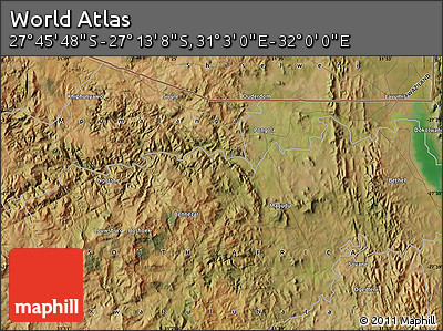 Satellite Map of the Area around 27°&nbsp;29'&nbsp;28"&nbsp;S,&nbsp;31°&nbsp;31'&nbsp;29"&nbsp;E