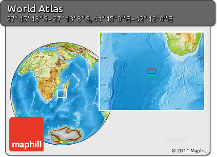 Physical Location Map of the Area around 27° 29' 28" S, 41° 43' 30" E