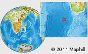 Physical Location Map of the area around 27° 29' 28" S, 41° 43' 30" E