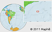 Political Location Map of the area around 27° 29' 28" S, 42° 25' 29" W