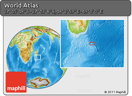 Physical Location Map of the Area around 27° 29' 28" S, 48° 31' 29" E