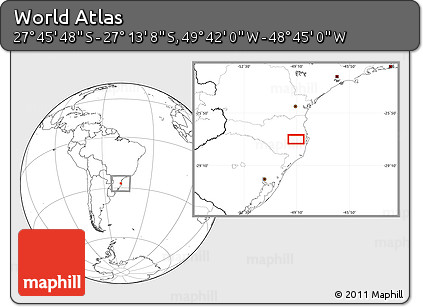 Blank Location Map of the Area around 27° 29' 28" S, 49° 13' 30" W