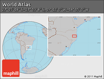 Gray Location Map of the Area around 27° 29' 28" S, 49° 13' 30" W