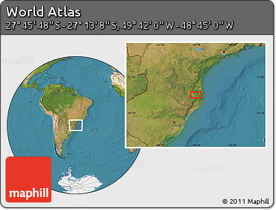 Satellite Location Map of the Area around 27° 29' 28" S, 49° 13' 30" W