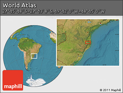 Satellite Location Map of the Area around 27° 29' 28" S, 49° 13' 30" W