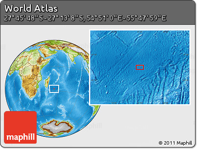 Physical Location Map of the Area around 27° 29' 28" S, 55° 19' 30" E