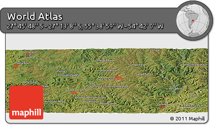 Satellite Panoramic Map of the Area around 27° 29' 28" S, 55° 10' 29" W