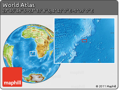 Physical Location Map of the Area around 27° 29' 28" S, 5° 10' 30" E
