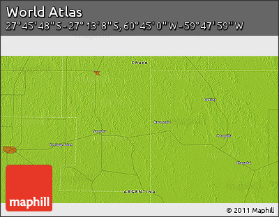 Physical 3D Map of the Area around 27° 29' 28" S, 60° 16' 29" W