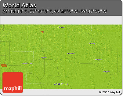 Physical 3D Map of the Area around 27° 29' 28" S, 60° 16' 29" W