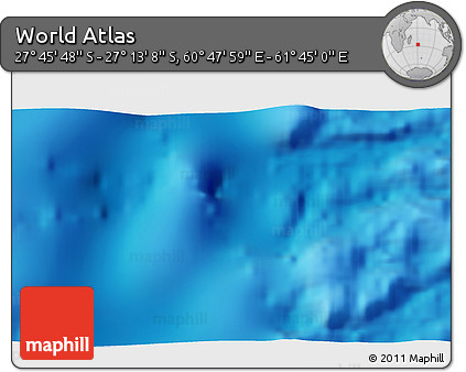 Physical 3D Map of the Area around 27° 29' 28" S, 61° 16' 29" E
