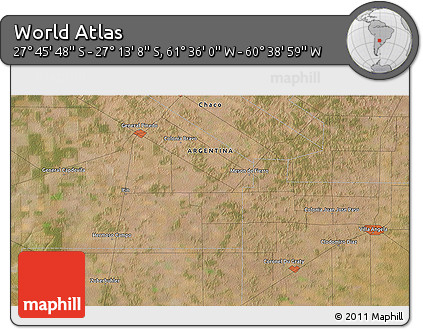 Satellite 3D Map of the Area around 27° 29' 28" S, 61° 7' 30" W