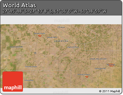 Satellite 3D Map of the Area around 27° 29' 28" S, 61° 7' 30" W