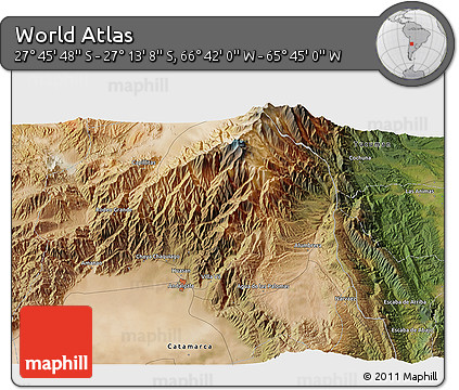 Satellite 3D Map of the Area around 27° 29' 28" S, 66° 13' 29" W