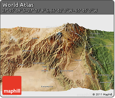 Satellite 3D Map of the Area around 27° 29' 28" S, 66° 13' 29" W