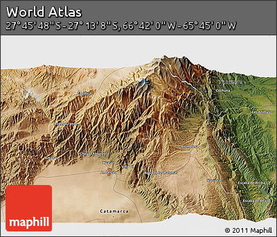 Satellite 3D Map of the Area around 27° 29' 28" S, 66° 13' 29" W