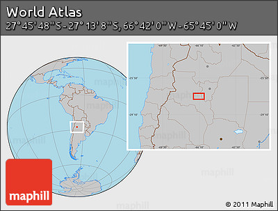 Gray Location Map of the Area around 27° 29' 28" S, 66° 13' 29" W