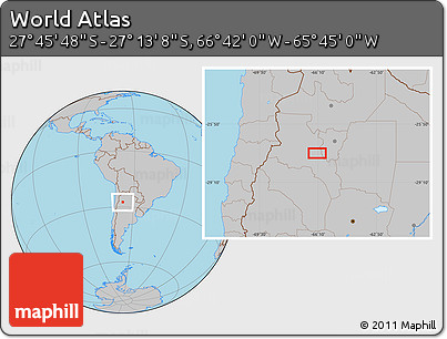 Gray Location Map of the Area around 27° 29' 28" S, 66° 13' 29" W