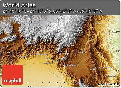 Physical Map of the Area around 27° 29' 28" S, 66° 13' 29" W