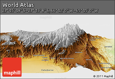 Physical Panoramic Map of the Area around 27° 29' 28" S, 66° 13' 29" W