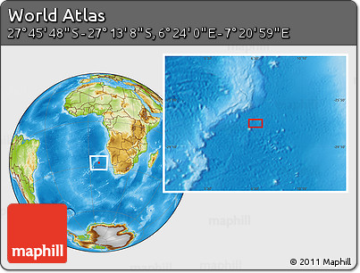Physical Location Map of the Area around 27° 29' 28" S, 6° 52' 30" E
