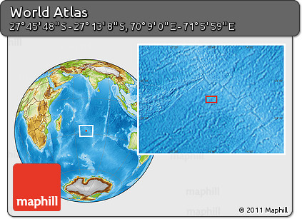 Physical Location Map of the Area around 27° 29' 28" S, 70° 37' 30" E