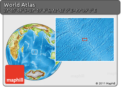 Physical Location Map of the Area around 27° 29' 28" S, 73° 10' 30" E