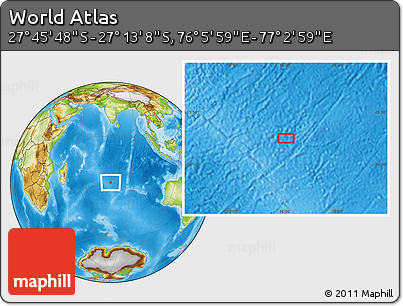Physical Location Map of the Area around 27° 29' 28" S, 76° 34' 29" E